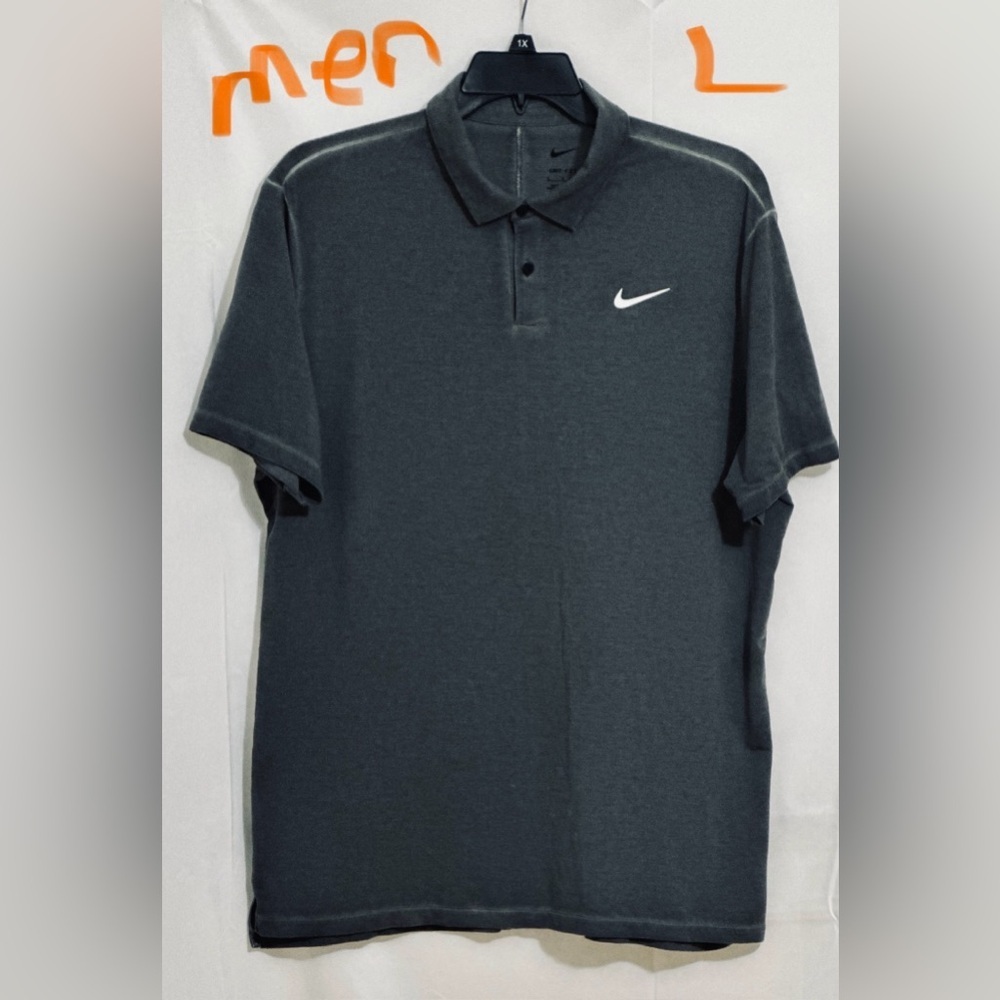 MENS CHARCOAL GREY DRI FIT NIKE POLO